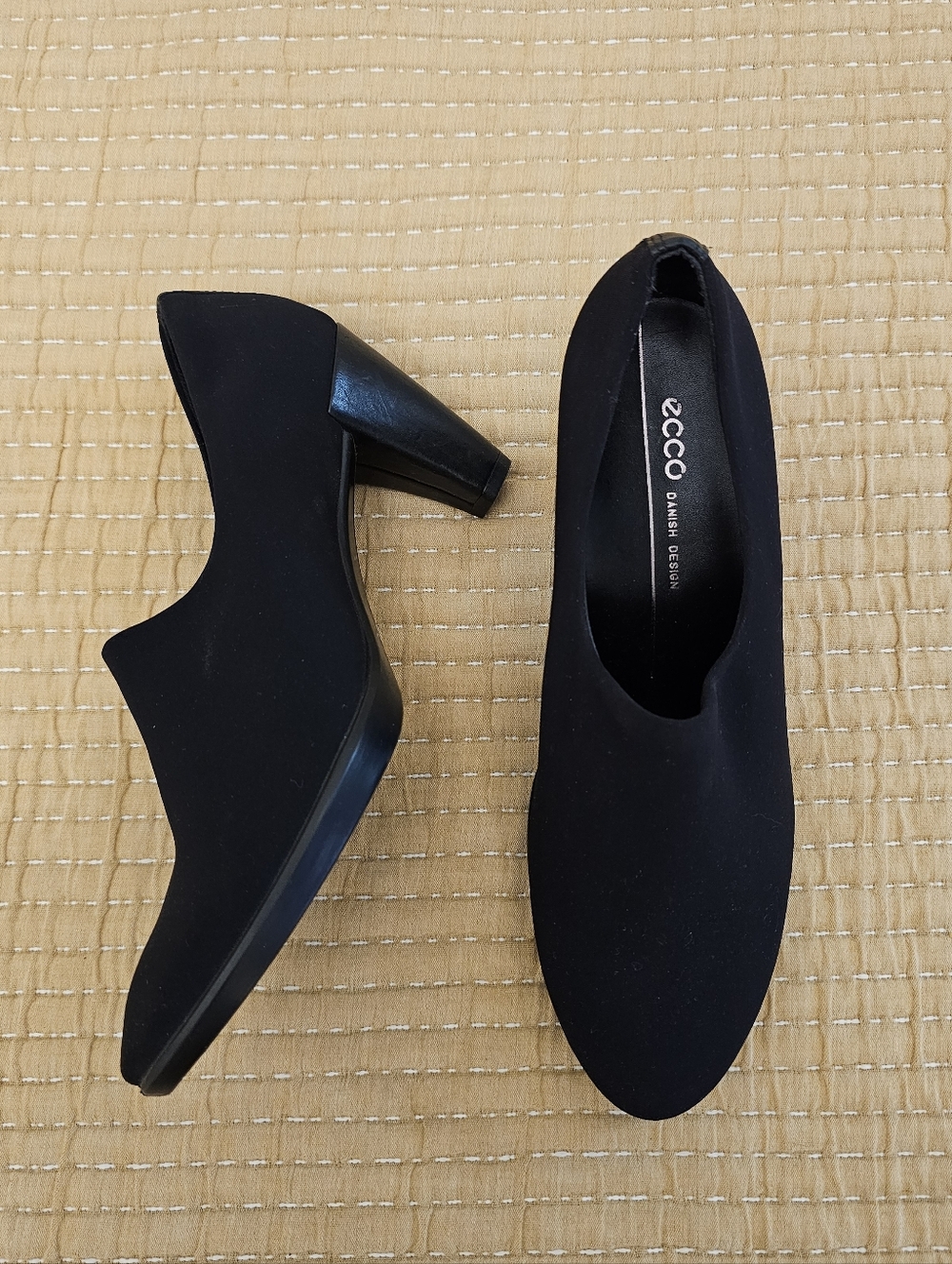 ECCO Shape 55 Plateau Black Pumps Heels Capsule Shoe‎ Minimalist Women's 38